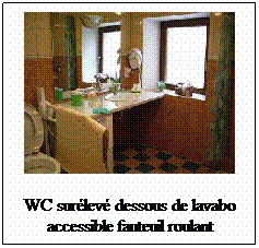 Zone de Texte: WC surlev dessous de lavabo accessible fauteuil roulant
